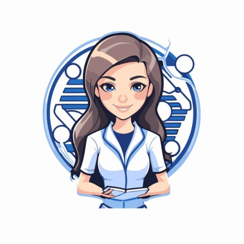 Vector illustration of a beautiful young female doctor in a medi