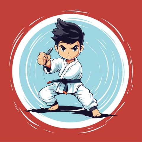 Karate boy vector illustration. Cartoon karate boy vector illust