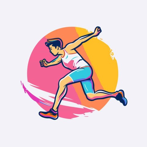 Running man. jogging. runner. sprinterthon. vector illustration