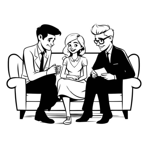 business couple sitting on sofa avatar cartoon character black a