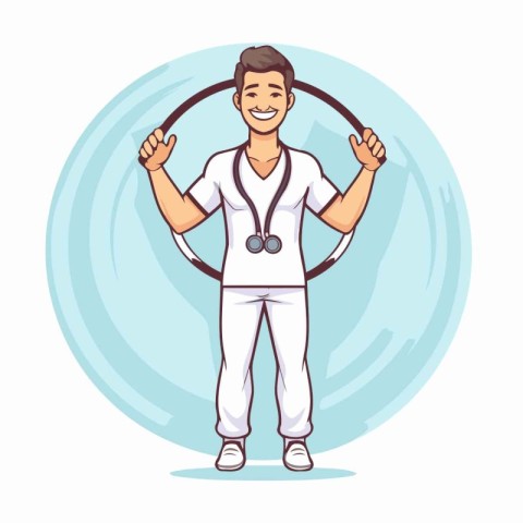 Doctor with stethoscope. Vector illustration in a flat style.