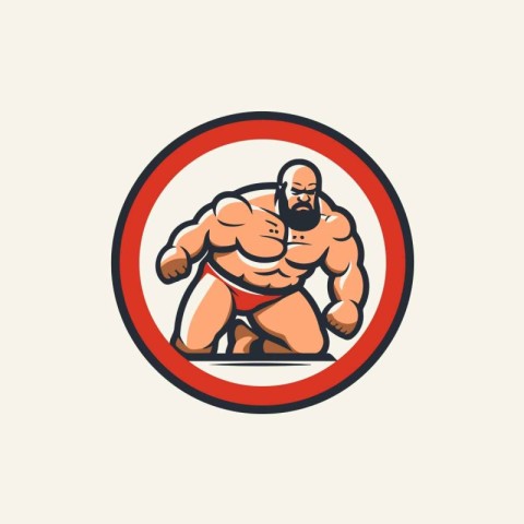 Bodybuilder. Vector illustration of a bodybuilder in a red circl