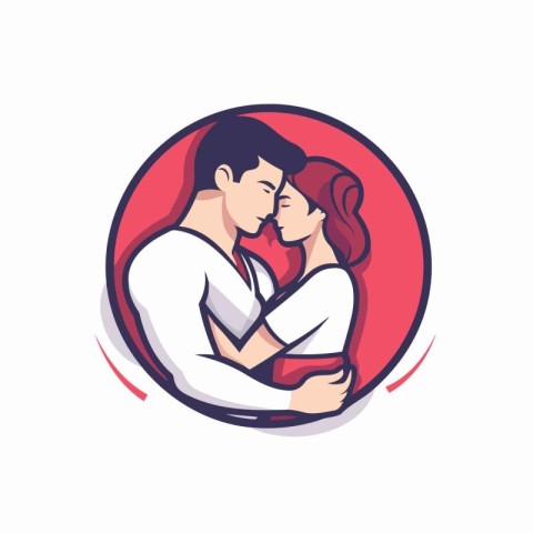 Vector illustration of a loving couple in a circle. The concept