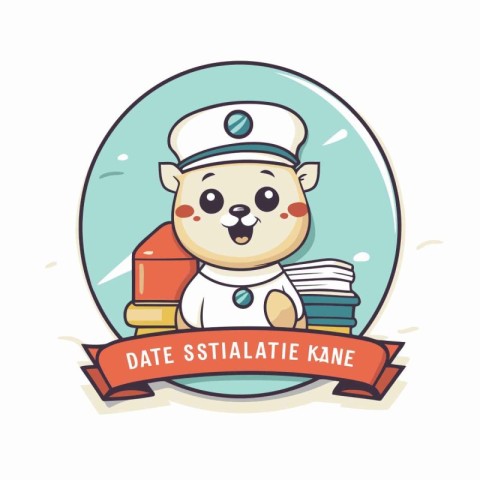 Illustration of a cute dog wearing a chef hat and holding a stac