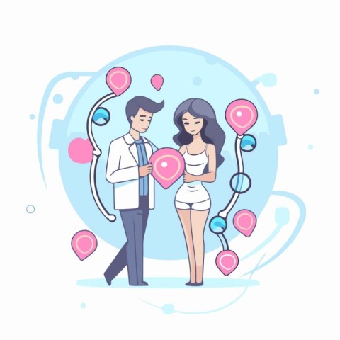 Pregnant woman and her husband. Vector illustration in flat styl