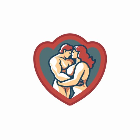 Vector illustration of a loving couple in the form of a heart.