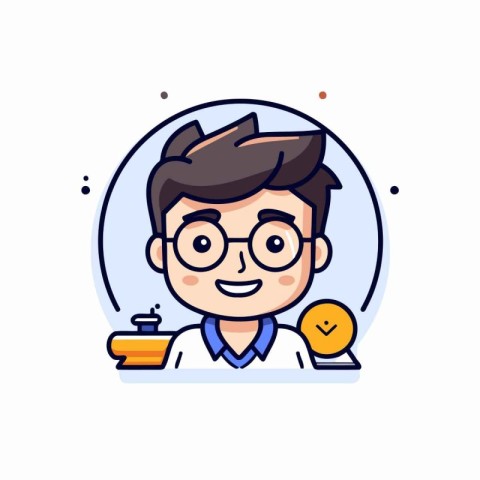 Doctor in glasses. Medicine and healthcare concept. Vector illus