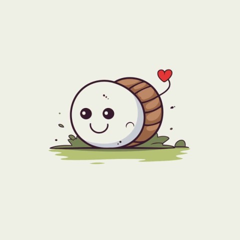 Cute cartoon snail in love on the grass. Vector illustration.