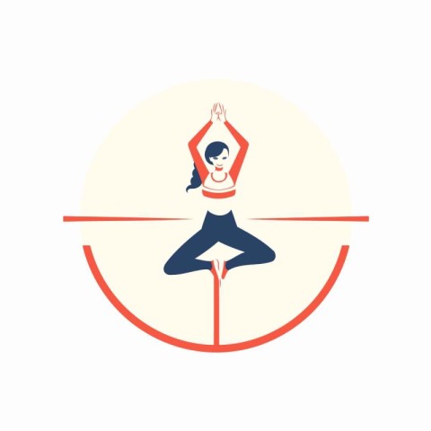 Woman practicing yoga. Vector illustration in flat style on whit