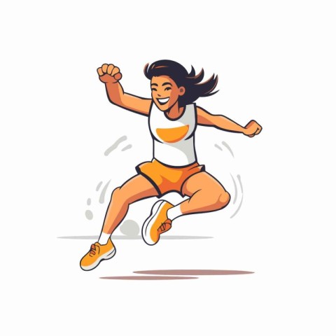 Running woman. jogging girl. Vector illustration in cartoon styl