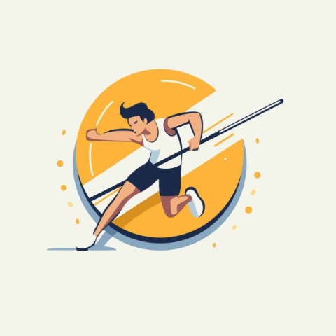 Athlete running in the circle. Flat design vector illustration.