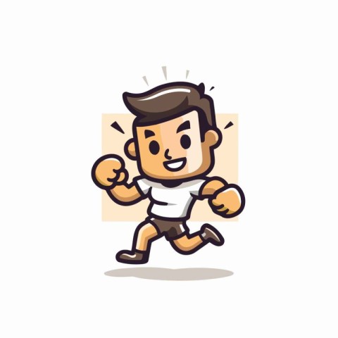 Businessman running with boxing gloves cartoon character vector