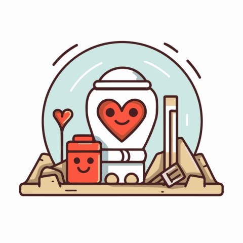 Valentines day icon. Vector illustration in flat linear style.