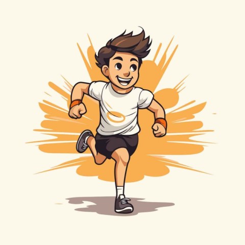 Running man. Vector illustration of a man jogging in cartoon sty