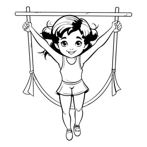 cute little girl hanging on a swing character vector illustratio