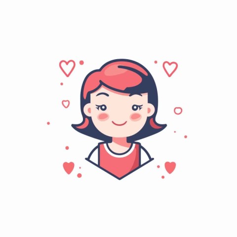 Cute little girl in love. Vector illustration in cartoon style.