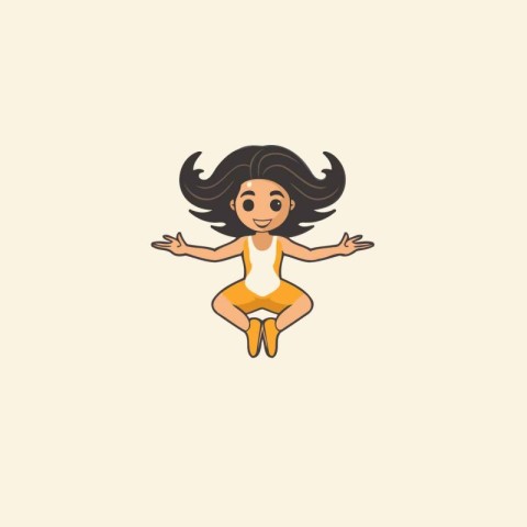 Vector illustration of a girl sitting in lotus position. Cartoon