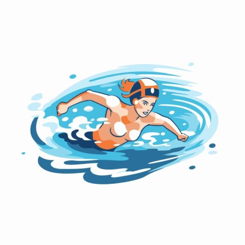 Swimmer in the swimming pool. Vector illustration on white backg