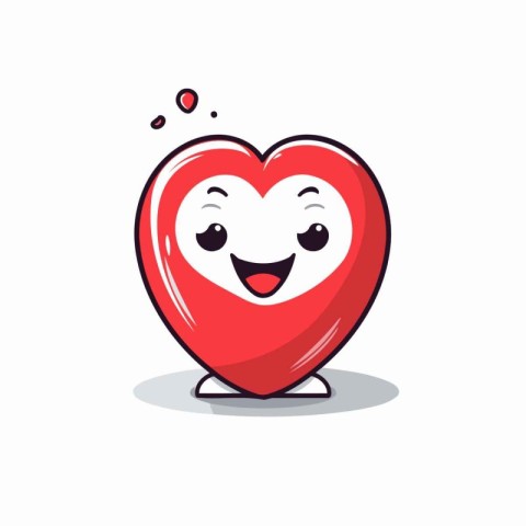 Cute red heart character. Valentine's day vector cartoon illustr