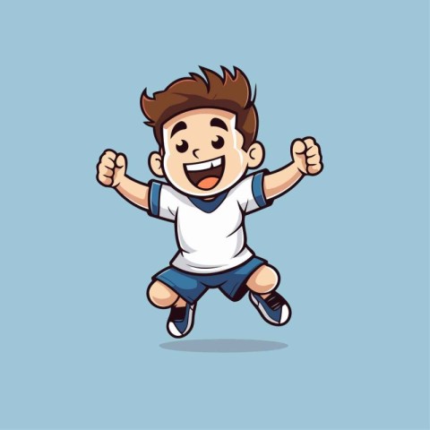 Cartoon boy running with happy expression. Vector illustration i