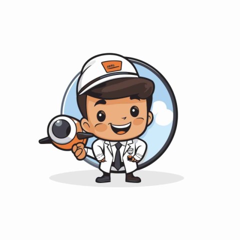 Sailor Holding A Magnifying Glass Cartoon Character Design Illus