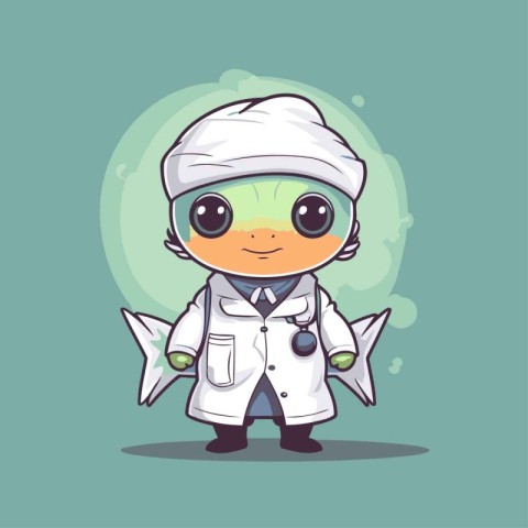 Cute cartoon doctor character. Vector illustration of a scientis