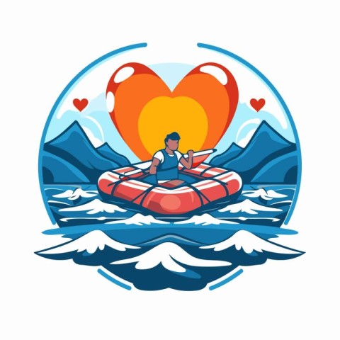 Vector illustration of a man floating on an inflatable ring with