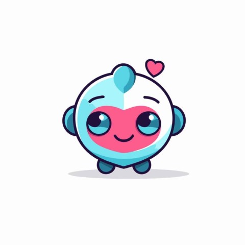 Cute kawaii alien with heart eyes. Vector illustration.