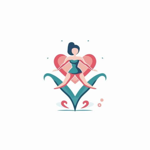 Vector illustration of a girl in a swimsuit with a heart.