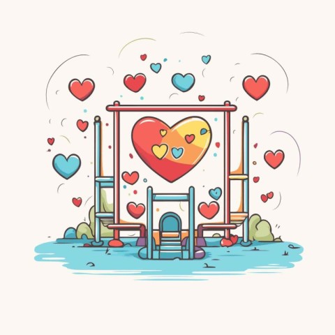 Valentines day greeting card. Cute hand drawn vector illustratio