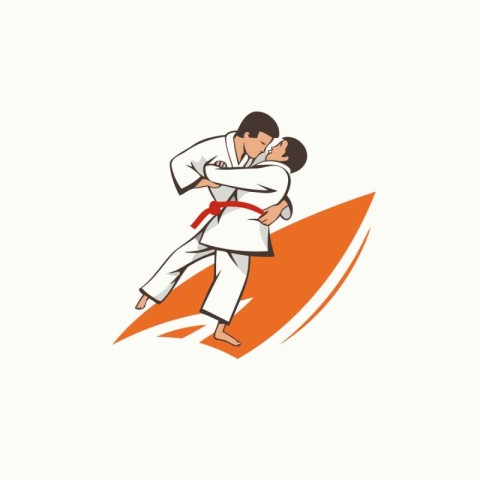 Taekwondo icon. Vector illustration of a karate fighter.