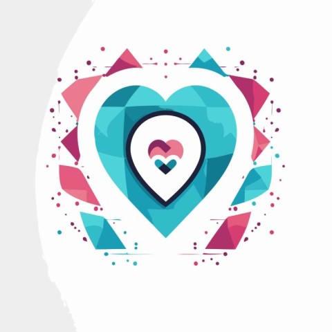 Colorful abstract polygonal heart icon. Love symbol. Vector illu