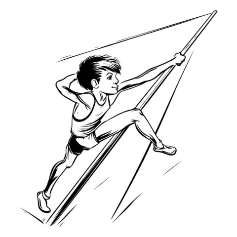 Athletic man jumping over the obstacle. Vector illustration.