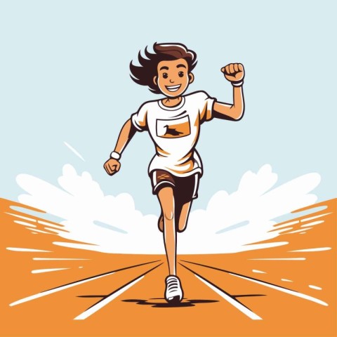 Running man. Vector illustration of a man jogging on a track.