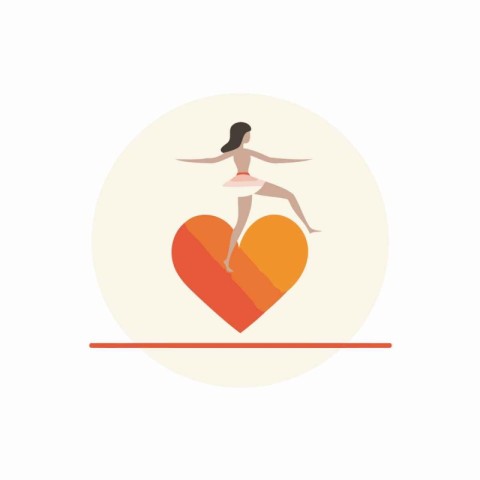 Girl in a swimsuit on the background of a heart. Vector illustra