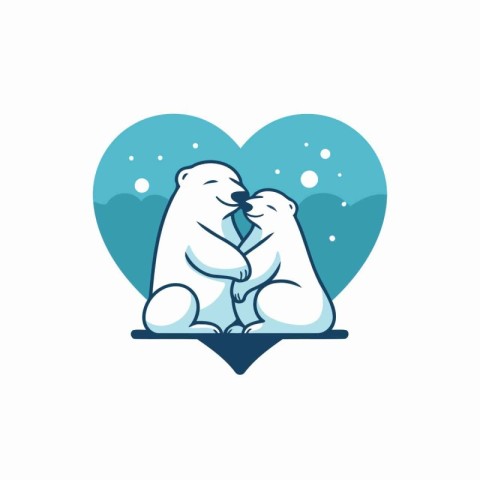 Polar bear family logo. Vector illustration of polar bear family