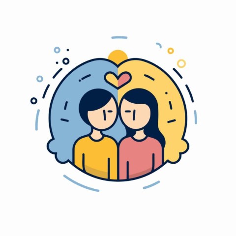 Couple in love. Vector illustration in flat linear style. Couple