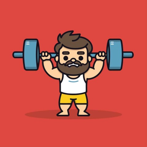 Fitness man lifting barbell in the gym. Vector illustration.