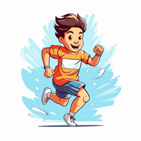 Running man. Vector illustration of a boy jogging. Cartoon chara