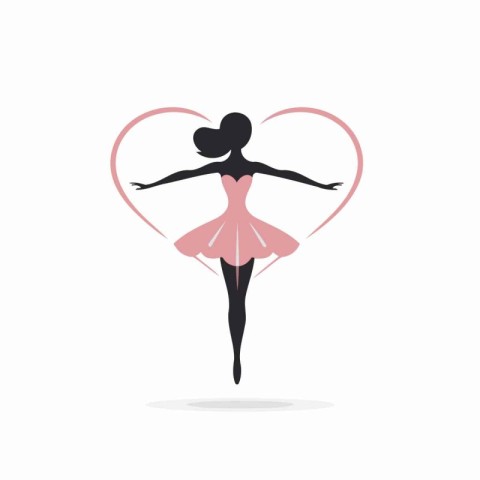 Ballet dancer in pink tutu with heart. Vector illustration.