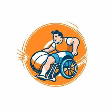 Disabled man in wheelchair vector illustration. Disabled man in