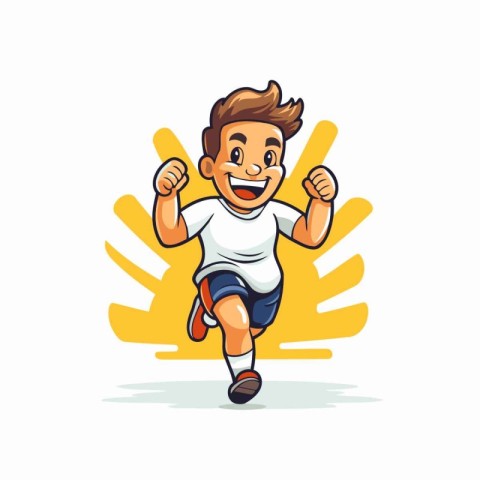 Running man cartoon character. Vector illustration isolated on a