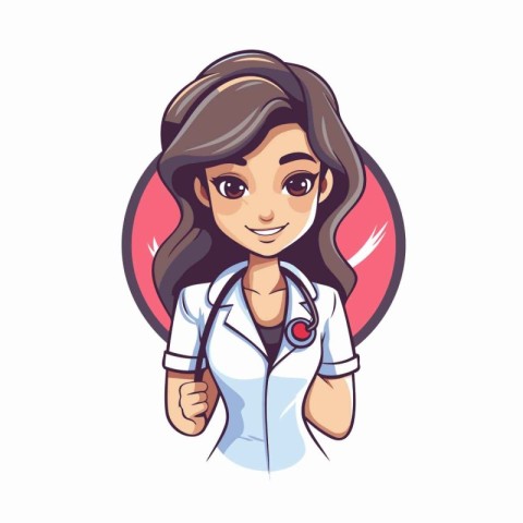 Vector illustration of a beautiful female doctor with stethoscop