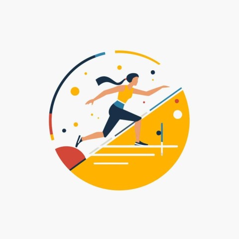 Running woman in sportswear. Flat design modern vector illustrat