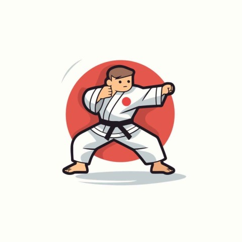 Taekwondo. Martial arts. Vector illustration in cartoon style.