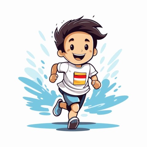 Running boy. Vector illustration isolated on white background. C