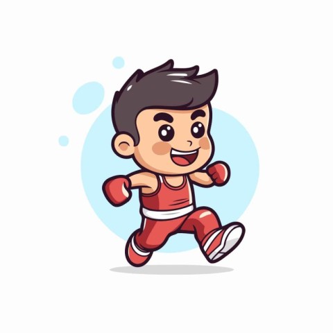 Cute little boy running. cartoon vector illustration. Happy boy