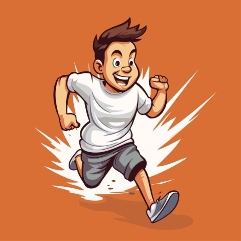 Vector illustration of a boy running. Cartoon style. Vector illu