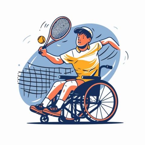 Disabled man playing tennis. vector illustration. Disabled man i