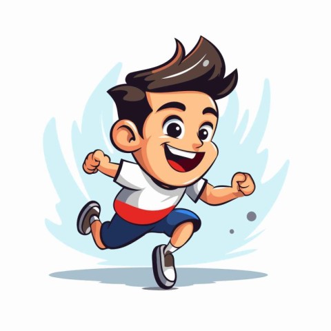 Running boy. Vector illustration. Isolated on a white background